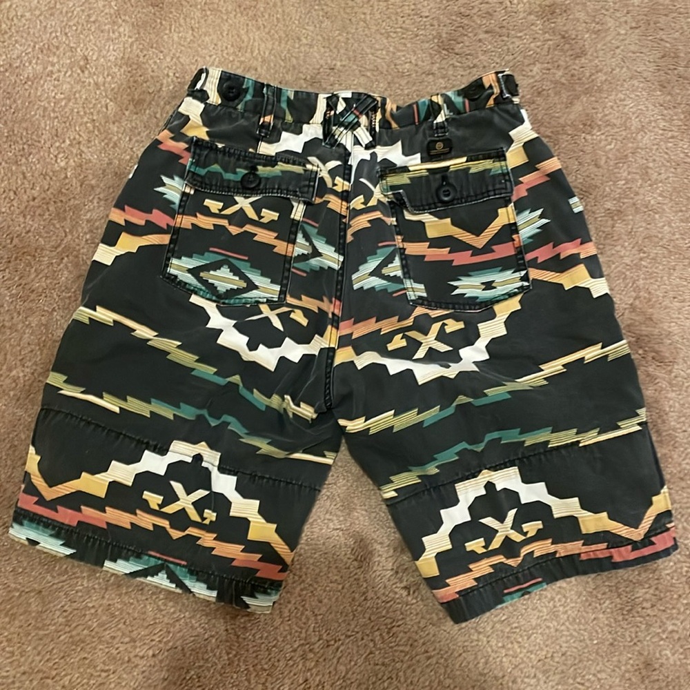 10 Deep Black Aztec Shorts Size 32